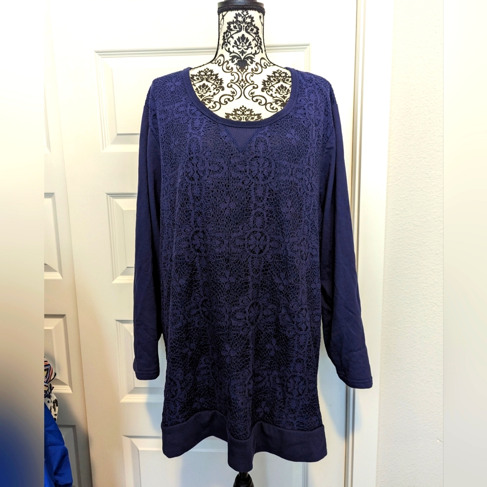 Women Within Blue Lace Sweater